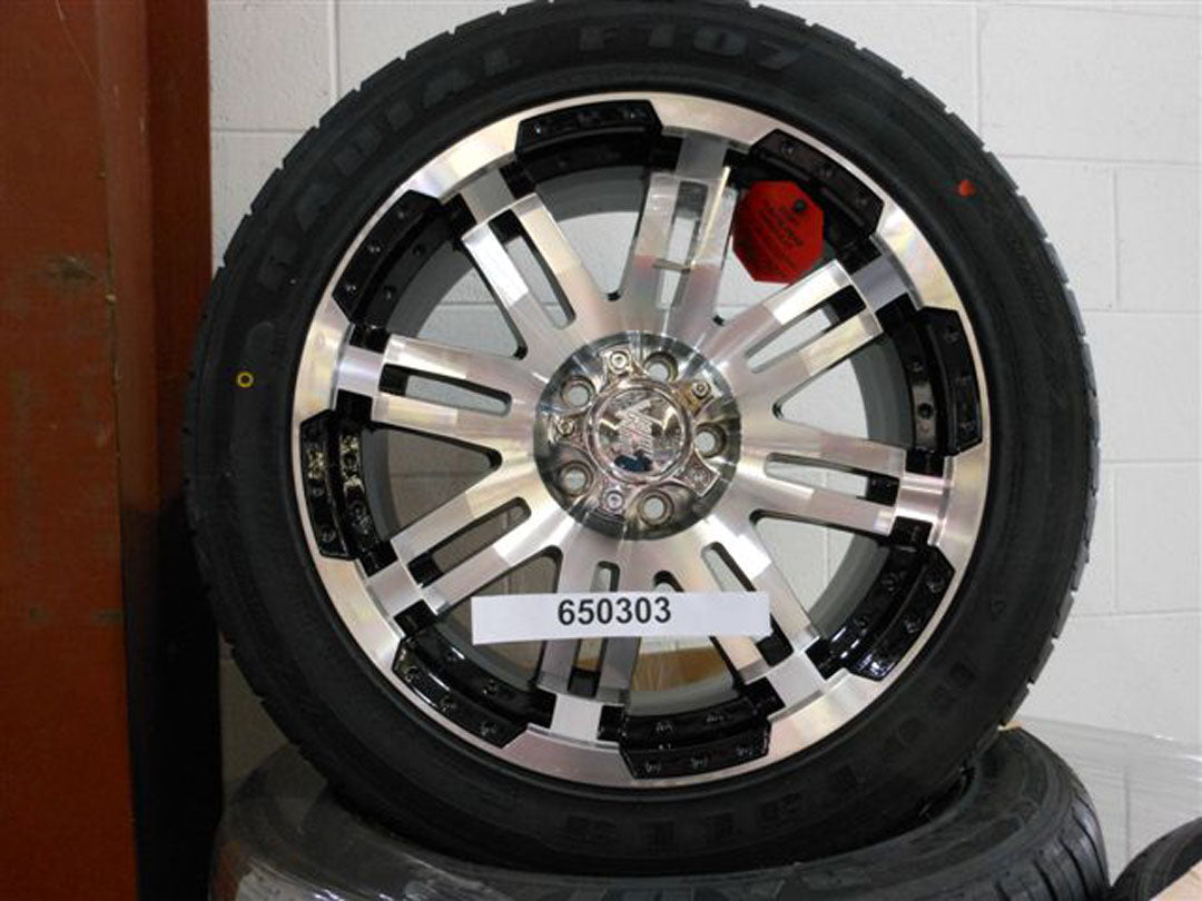 "WHEEL/TIRE-18""BLK MACH WARRIOR W/LOW PROFILE MACHINED 2012"