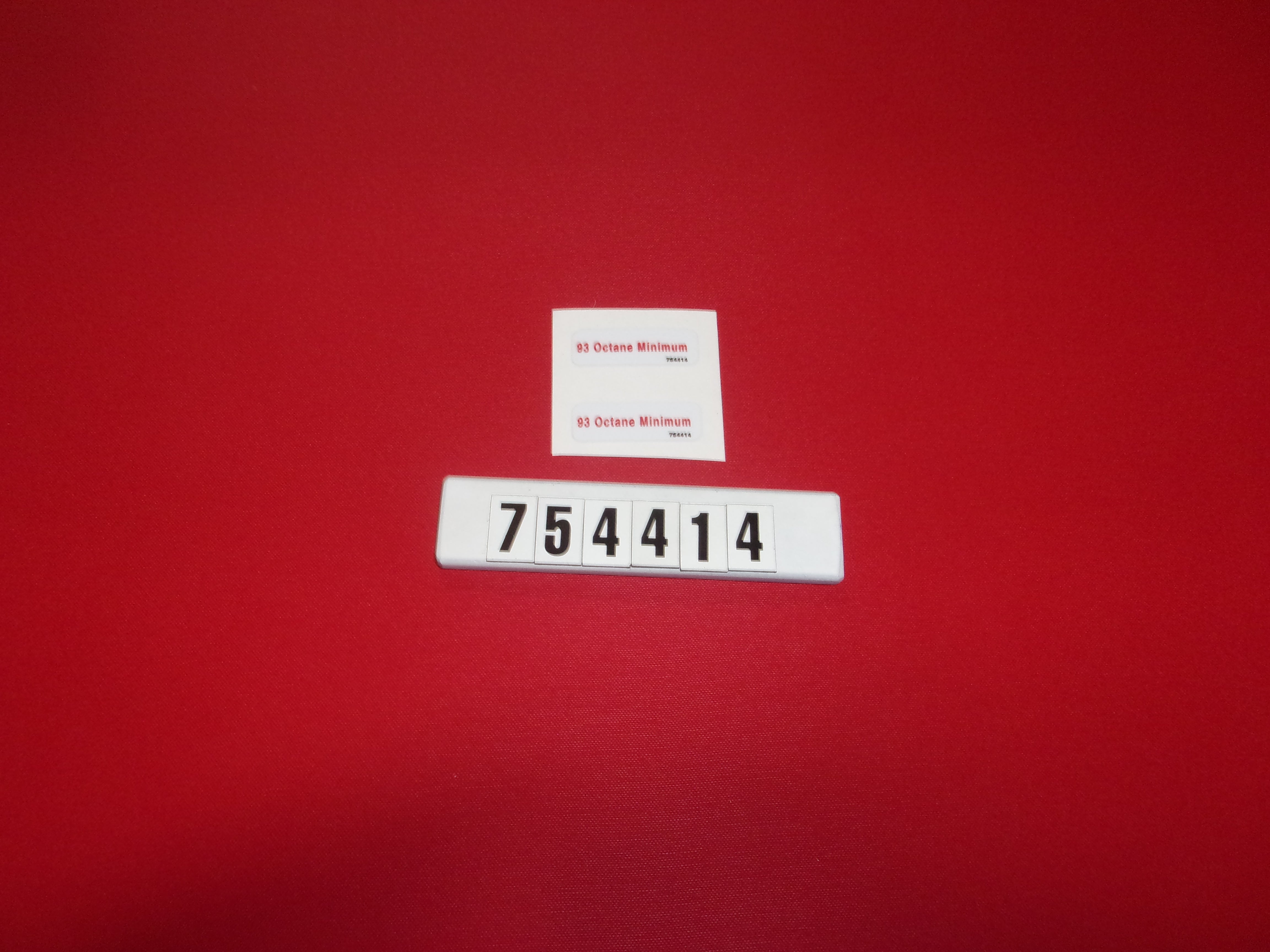 Replaced by Part# 754414A : LABEL-FUEL 93 OCTANE REQUIRED