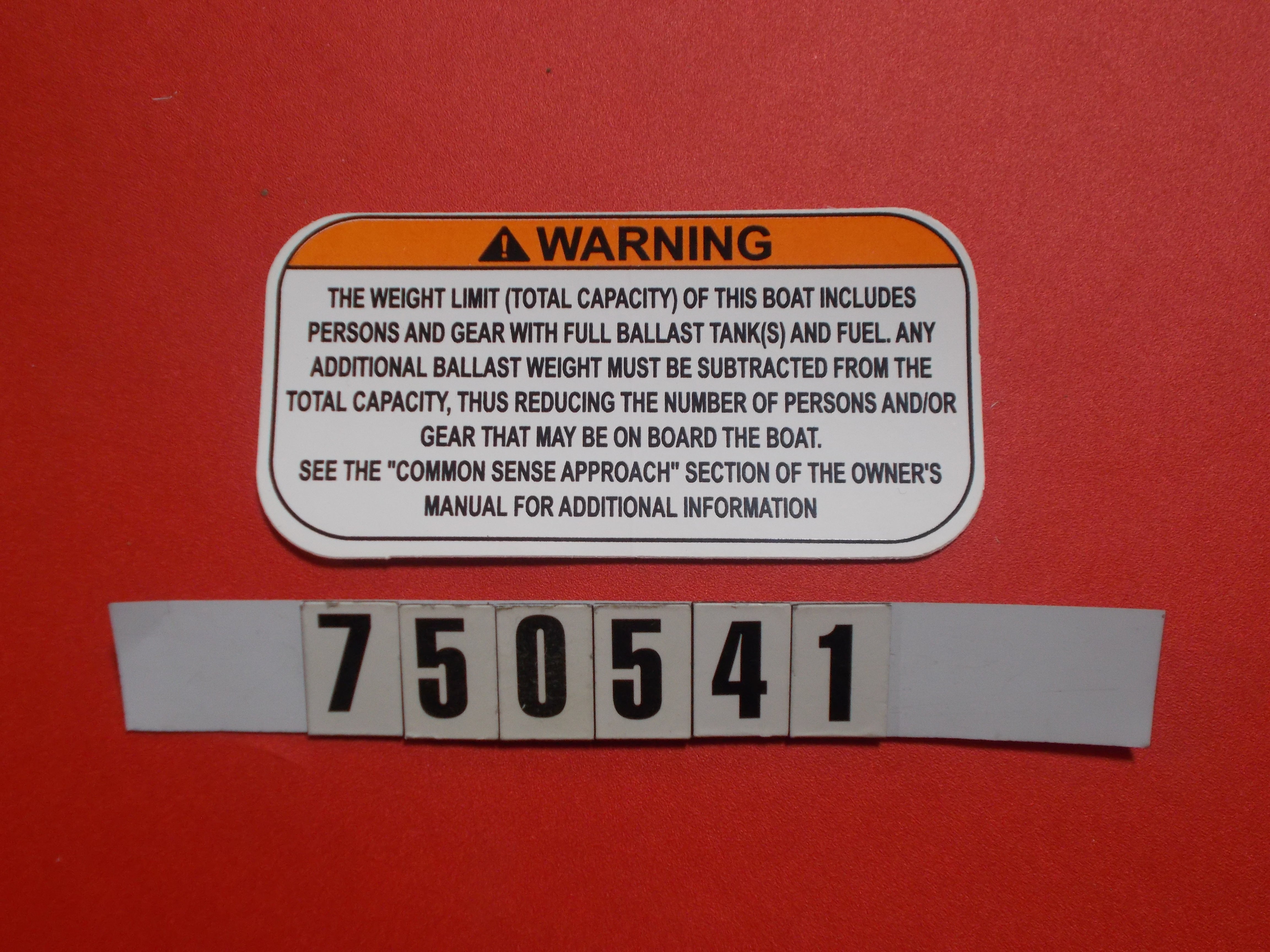 LABEL-CAUTION-BALLAST CAPACITY '11-'14