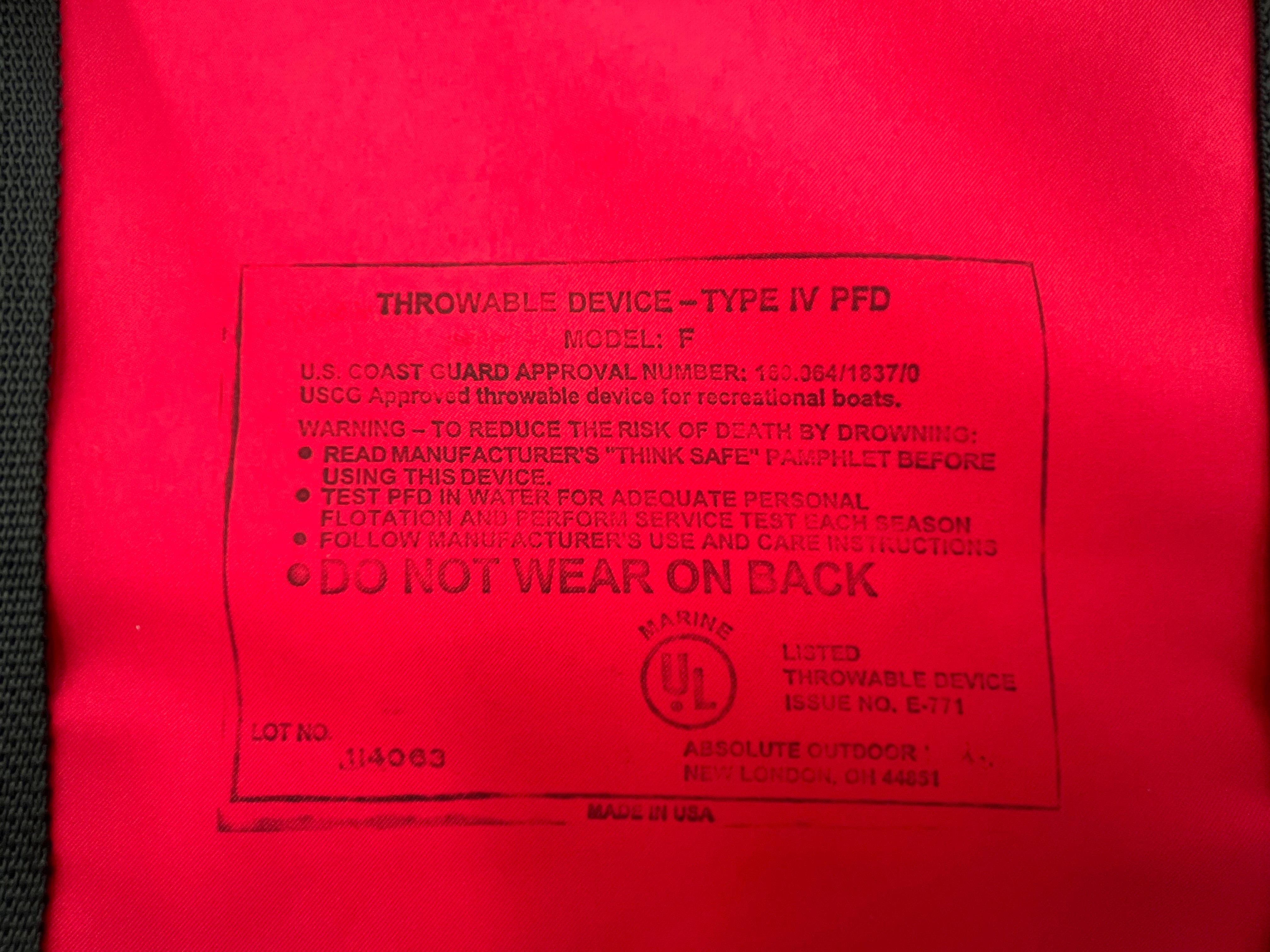 Type IV Throwable Personal Flotation Device