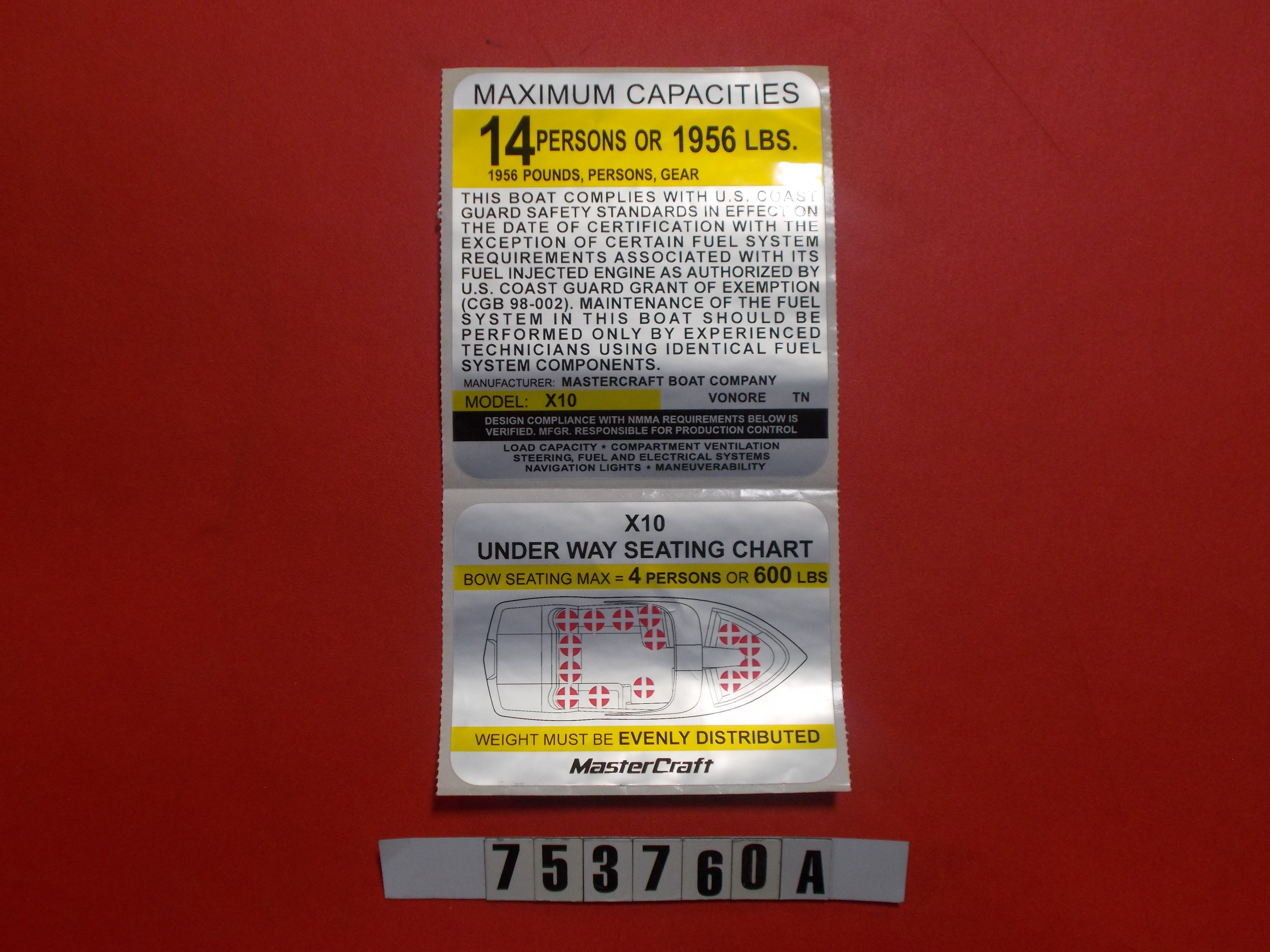 LABEL KIT-CAPACITY DOMESTIC X10 REV A '14